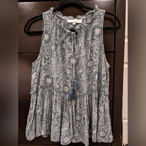 Loft -Ann Taylor sleeveless floral tassel top small